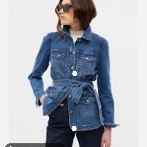 Gap Puff Sleeve Denim Belted Jacket